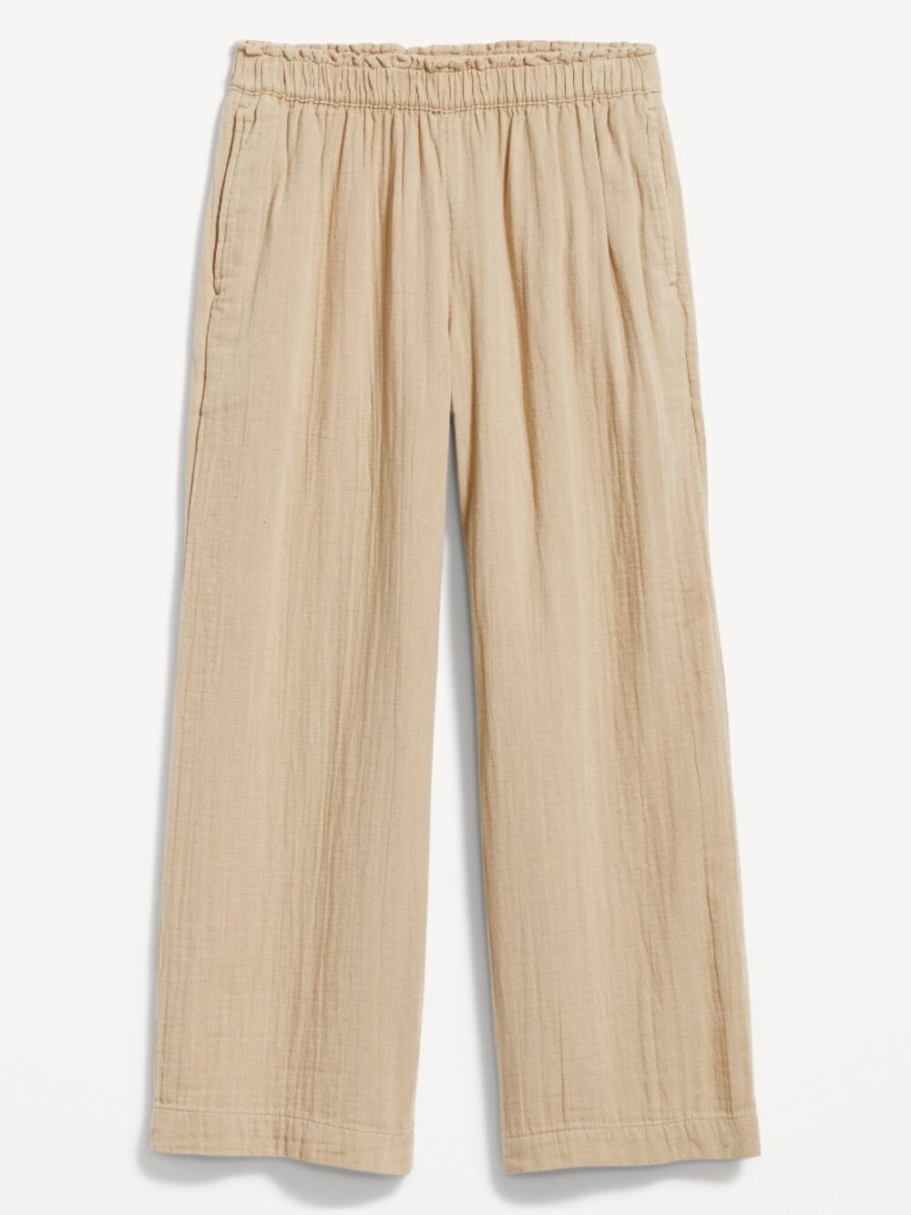 (NWT) Old Navy - tan High Waisted Crinkle Cotton Gauze Pull-On Ankle Pants - Picture 3 of 4
